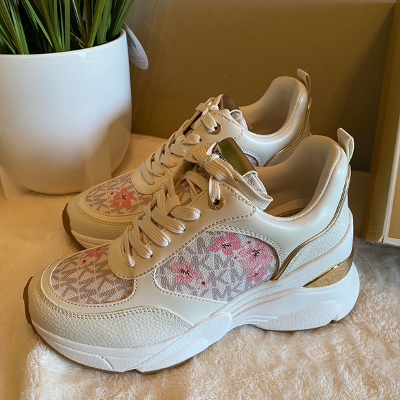 Michael Kors Katrina Floral Print Signature Logo Trainer - Picture 1 of 9